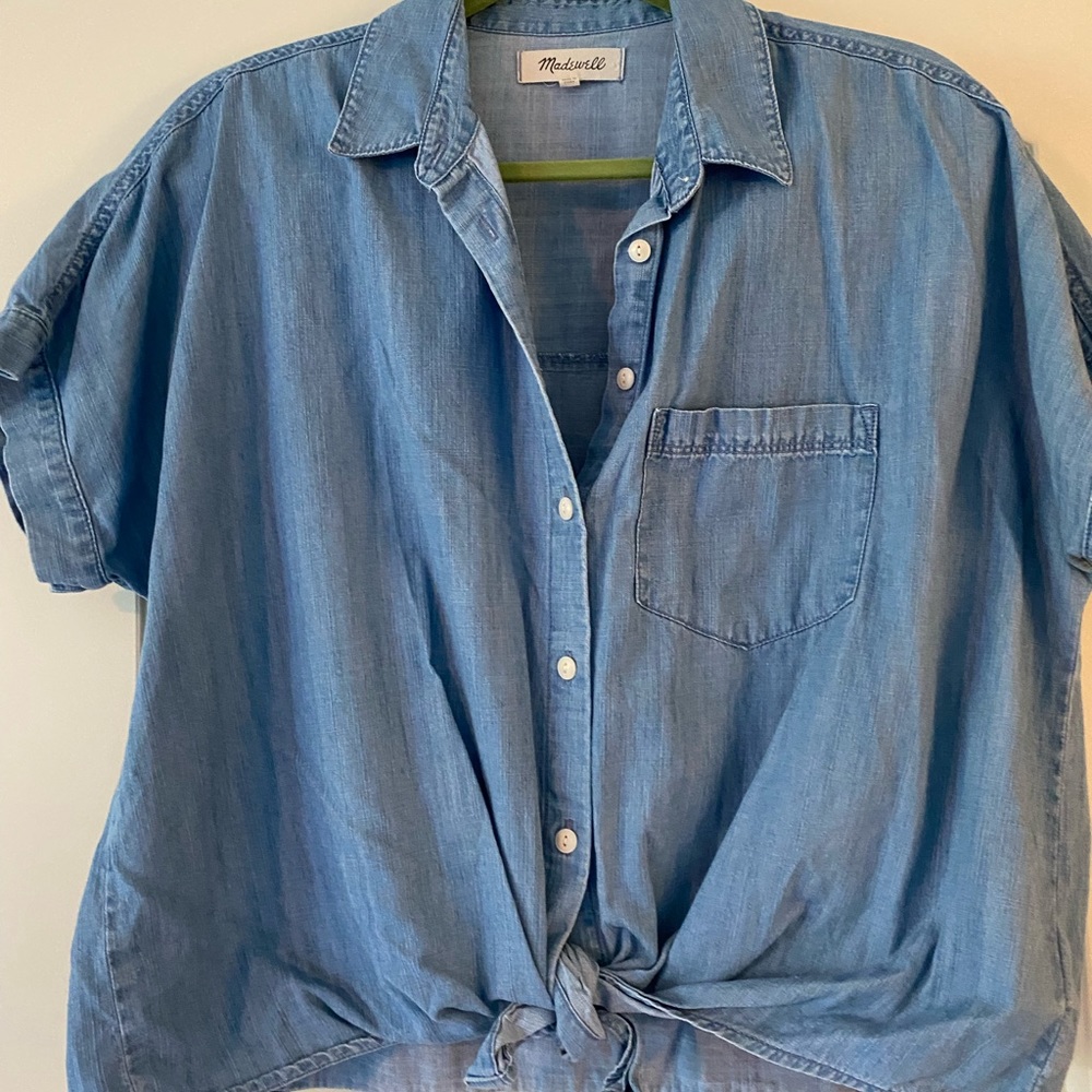 Denim Madewell button down with front tie